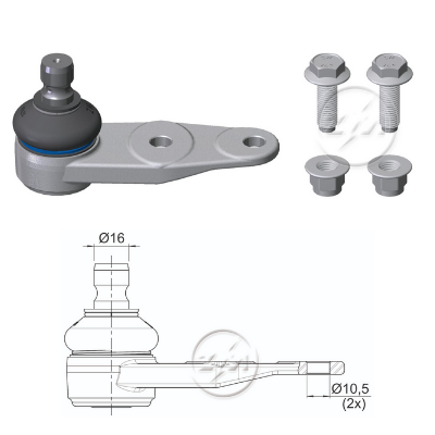 ROTULA INFERIOR DER/IZQ - RENAULT 9 1995 CLIO KANGOO MEGAN SCENIC IC:ÃƒÂ˜16.0 A:ÃƒÂ˜10.5 CAR:ÃƒÂ˜16 0IC-PERNOÃƒÂ˜16 0AGUJERO:ÃƒÂ˜10 5