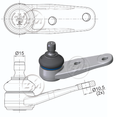 ROTULA INFERIOR DER VW GOL 80 PARATI 82 SAVEIRO 82 VOYAGE 81 IC:ÃƒÂ˜15,0 DM:ÃƒÂ˜10,5 ETC:68N.M