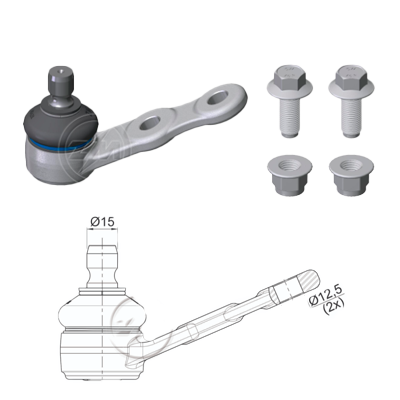 ROTULA INFERIOR DER/IZQ CHEVROLET CHEVY CORSA, CORSA IC:ÃƒÂ˜15,0 DM:ÃƒÂ˜12,5 ETC:123N.M