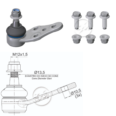 ROTULA INFERIOR DER/IZQ - DAEWOO CIELO 99 -SPERO LANOS DEL RP:M12-1.50 IC:ÃƒÂ˜13.5C:1:16A:ÃƒÂ˜10.5C:ÃƒÂ˜13.5ICP:ÃƒÂ˜13,5A:ÃƒÂ˜10 5C0.046