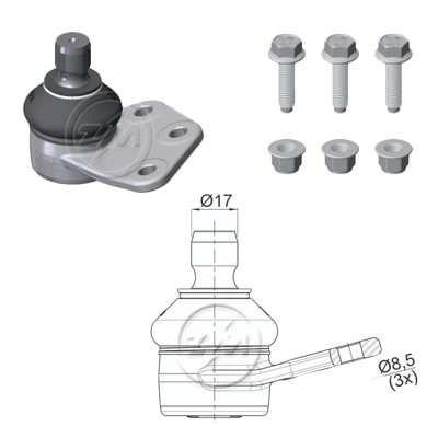 ROTULA INFERIOR IZQ IDEA 07-16 PALIO WEEKEND 09-20 STRADA 09-20 IC:ÃƒÂ˜17,0 DM:ÃƒÂ˜8,5 ETC:33N.M