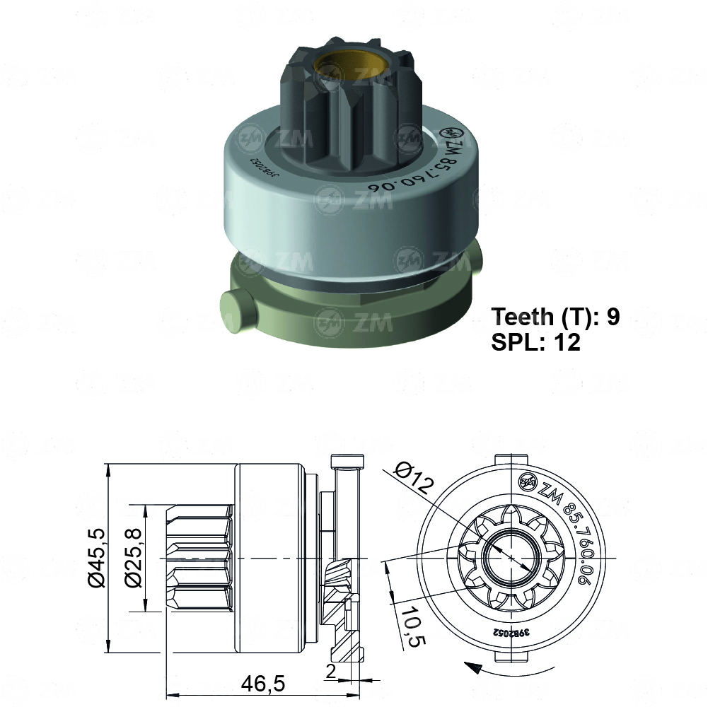BENDIX PEUGEOT/RENAULT CLIO 9D PIÑ 25.8MM L4.7MM