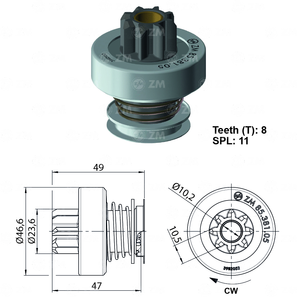 BENDIX RENAULT LOGAN/SANDERO DUSTER 8D PIÑ23.5MM L47MM