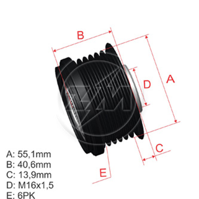 POLEA RUEDA LIBRE NISSAN QASHQAI TIIDA RENAULTLOGAN DUSTER SCENIC II TWINGO SYMBOL 6X16VKM03608 238733 333136 5575