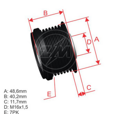 POLEA RUEDA LIBRE NISSAN X-TRAIL QASHQAIRENAULT DUSTER SCENIC MEGANE TRAFIC 16X78200489514 VKM03615 5562