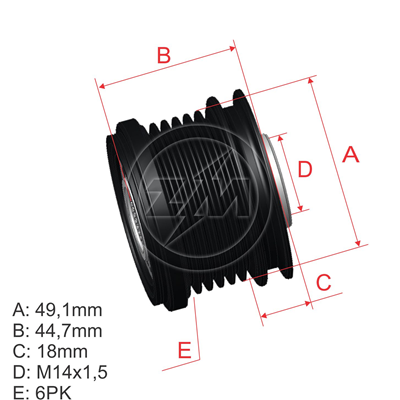 POLEA RUEDA LIBRE FORD FOCUS II 1.8 2.0 VOLVO C301.8 06 S40 1.8 04 V50 1.8 6X14 3M5T10300VC1042103761 WCPN36RCX 5464