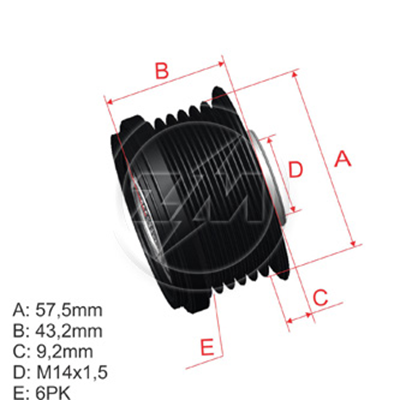 POLEA RUEDA LIBRE DODGE CARAVAN 3.3 CHRYSERVOYAGER TOYOTA AURIS CAMRY COROLLA RAV 4YARIS 6X14 274150T010 0210401130 5428