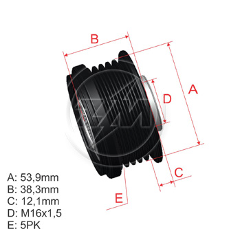 POLEA RUEDA LIBRE FIAT PALIO 1.8 03 STILO 1.8 03CORSA EVOLUTION 1.0 02 5X16 93387684 F56597385595575 2494258 (copia)