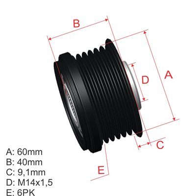 POLEA RUEDA LIBRE CITROEN C1 04-14 PEUGEOT 10805-14 TOYOTA AYGO B4 05-04 6X14 274150Q010535027710