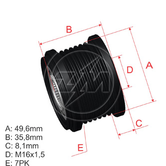 POLEA RUEDA LIBRE MAZDA 2 2.3 MAZDA 6 1.8 NISSANINTERSTAR RENAULT CAPTUR 13 GRAND SCENICTRAFIC 7X16 7701062985 F00M1407 238734 (copia)