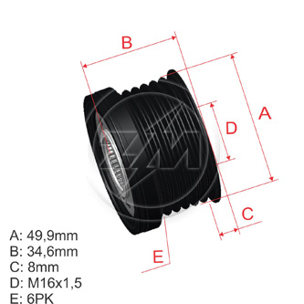 POLEA RUEDA LIBRE RENAULT LAGUNA II MEGANE II1.9 VOLKSWAGEN VOLSKWAGEN GOLF PLUS 1.6 6X16F00M147767 F00M147957