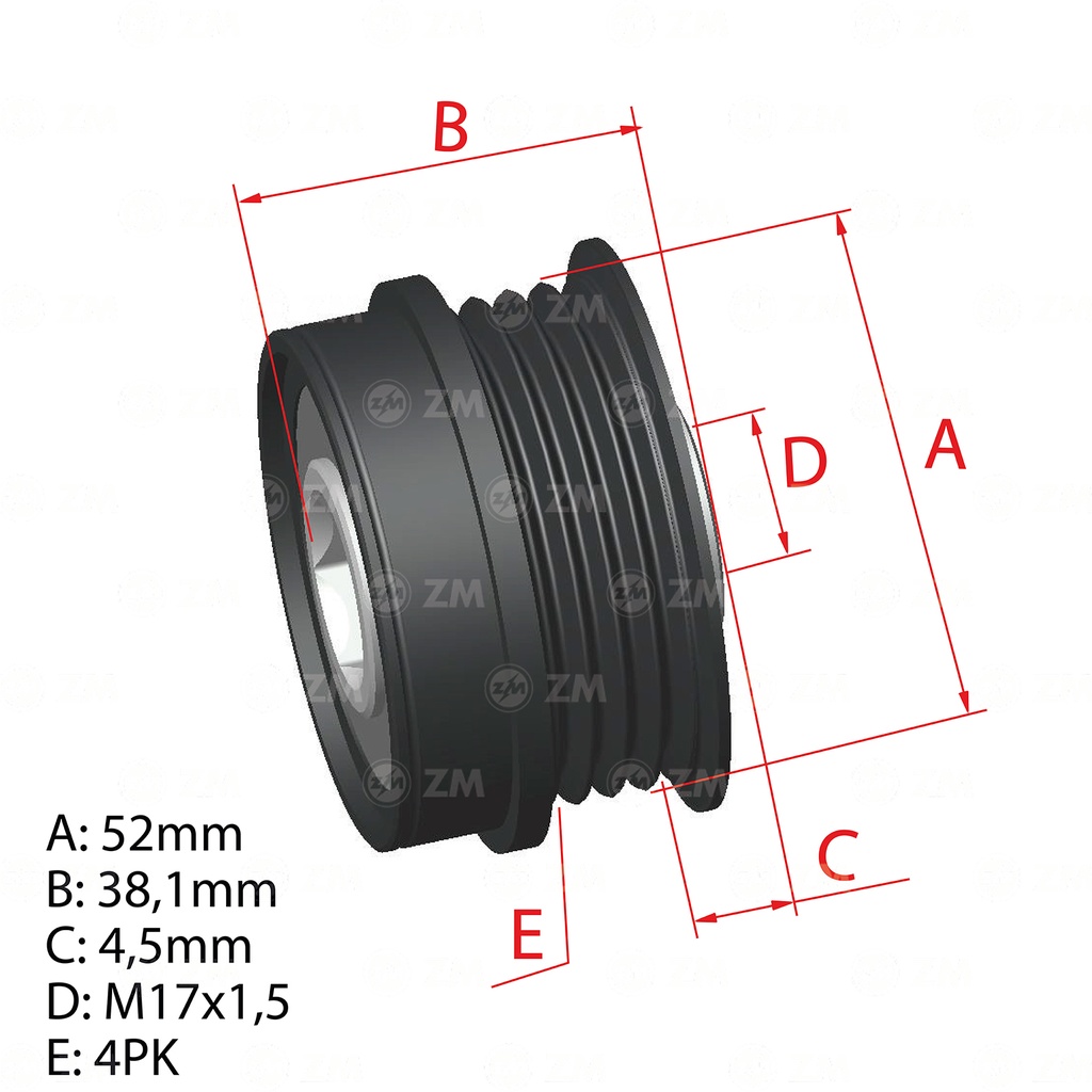 POLEA RUEDA LIBRE FORD ESCAPE FOCUS FUSION4X17 CV6E10A352AA 920024 (copia)