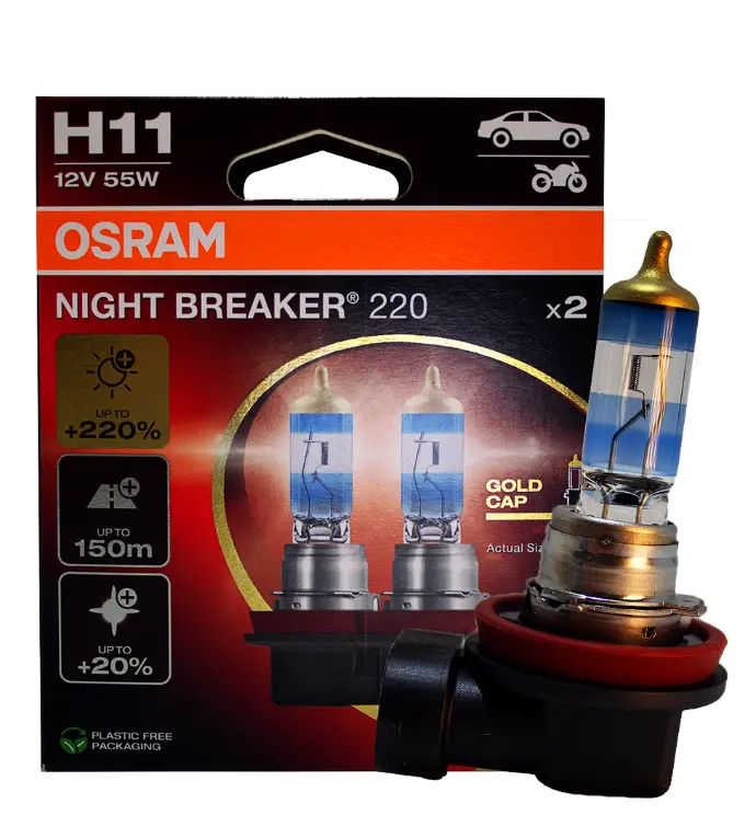H11 NIGHT BREAKER 220% MAS LUZ OSRAM 55W 12V