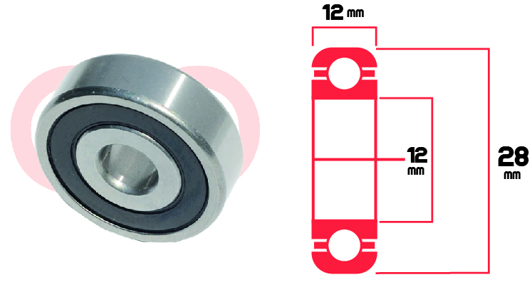 RODAMIENTO 6301 2RS LLANTA FRONTAL MOTOS  UNIVERSAL