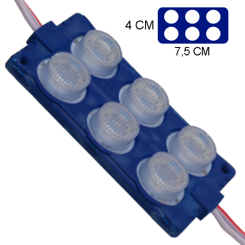 MODULO 6LED (2X3) CON DIFUSOR 3D HIELO 12V IP-67