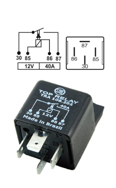 RELE AUXILIAR 4 PATAS CON SOPORTE UNIVERSAL 12V 40A