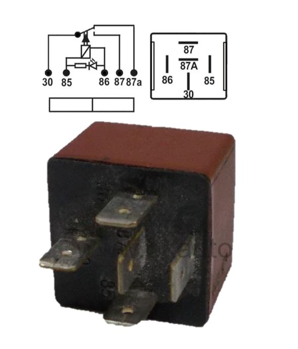 RELE AUXILIAR 5 PATAS CON DIODO RENAULT 12V TIPO CARTIER