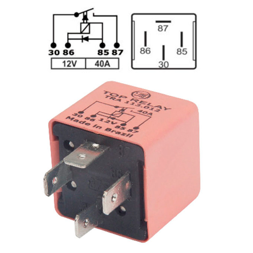 RELE AUXILIAR 4 PATAS CON DIODO MOTOVENTILADOR RENAULT 12V