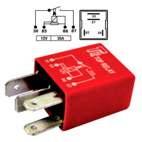MINIRELE AUXILIAR  4 PATAS CON RESITENCIA 12V 30A