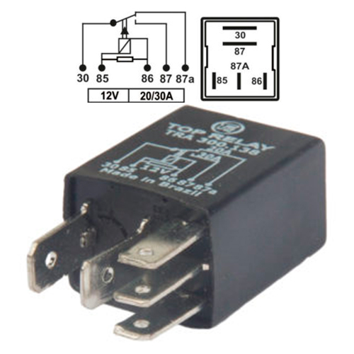 MINIRELE AUXILIAR 5 PATAS 12V 20/30A