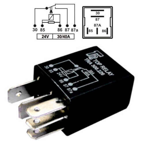 MINIRELE AUXILIAR 5 PATAS 24V 30/40A
