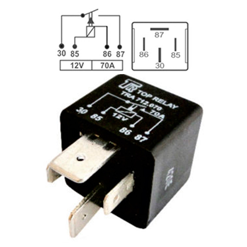 RELE AUXILIAR DE POTENCIA 4 PATAS 12V 70A