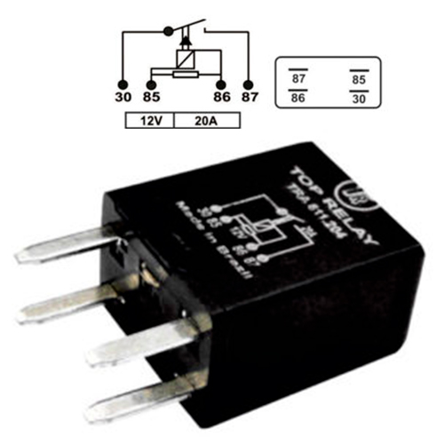 MINIRELE AUXILIAR 4 PATAS AGUJA 12V 20A