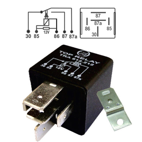 RELE AUXILIAR 5 PATAS (3 ANCHAS) CON SOPORTE METALICOS 12V 80A TOP RELAY