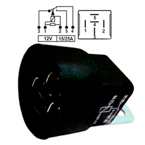RELE AUXILIAR 5 PATAS CON SOPORTE Y PROTECTOR REDONDO RENAULT