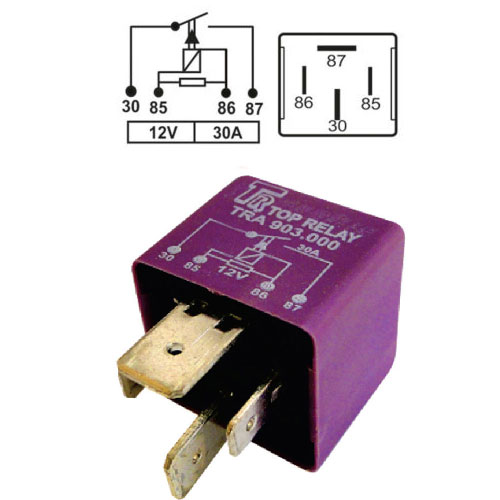 RELE AUXILIAR 4 PATAS 2 ANCHAS CON RESITENCIAS EN PARALELO 12V 30A CHEVROLET VW