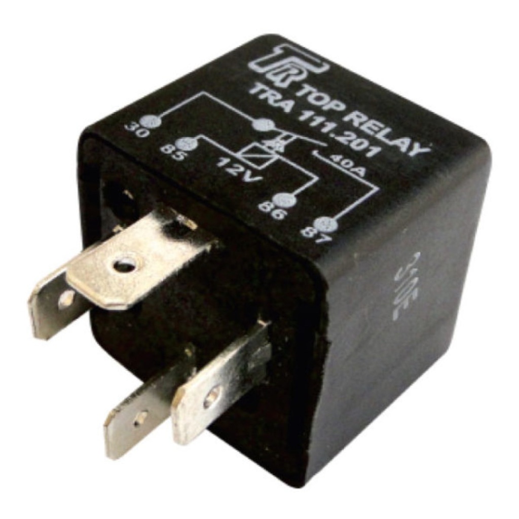 RELÉ AUXILIAR, 4 TERMINALES SIN SOPORTE DE MONTAJE 12V 40A