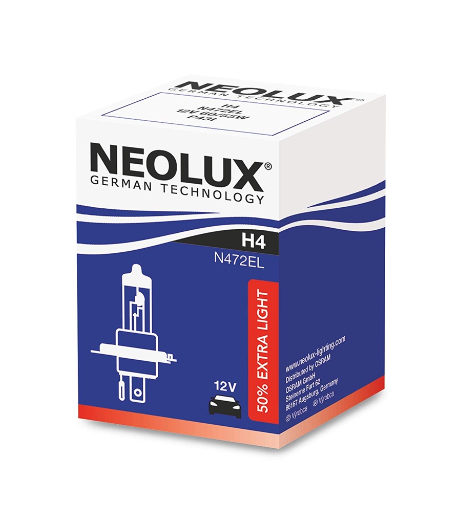 H4 12V 60/55W P43T EXTRA LIGHT +50% MAS LUZ