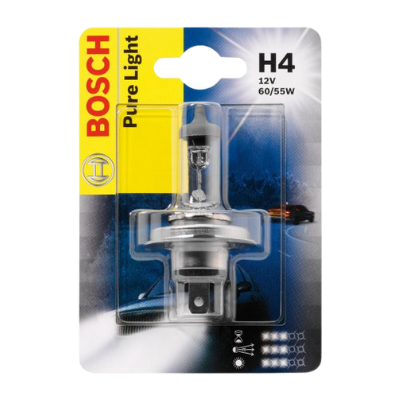 BOMBILLO HALOGENO H4 P43 12V 5560W FARO PURE LIGHT OEM BLISTER X 1 1987302803 64193 50440 GL11 12342
