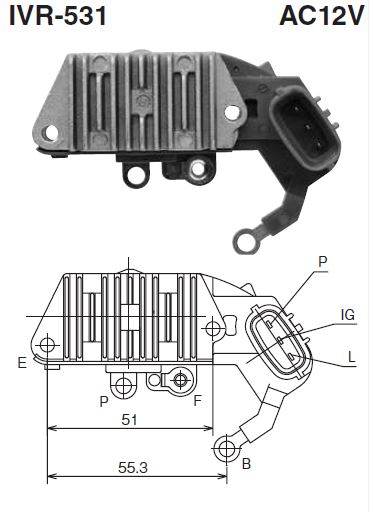 REGULADOR ALT. TOYOTA NIPONDENSO CATERPPILAR12V - IN-449 NEW ERA
