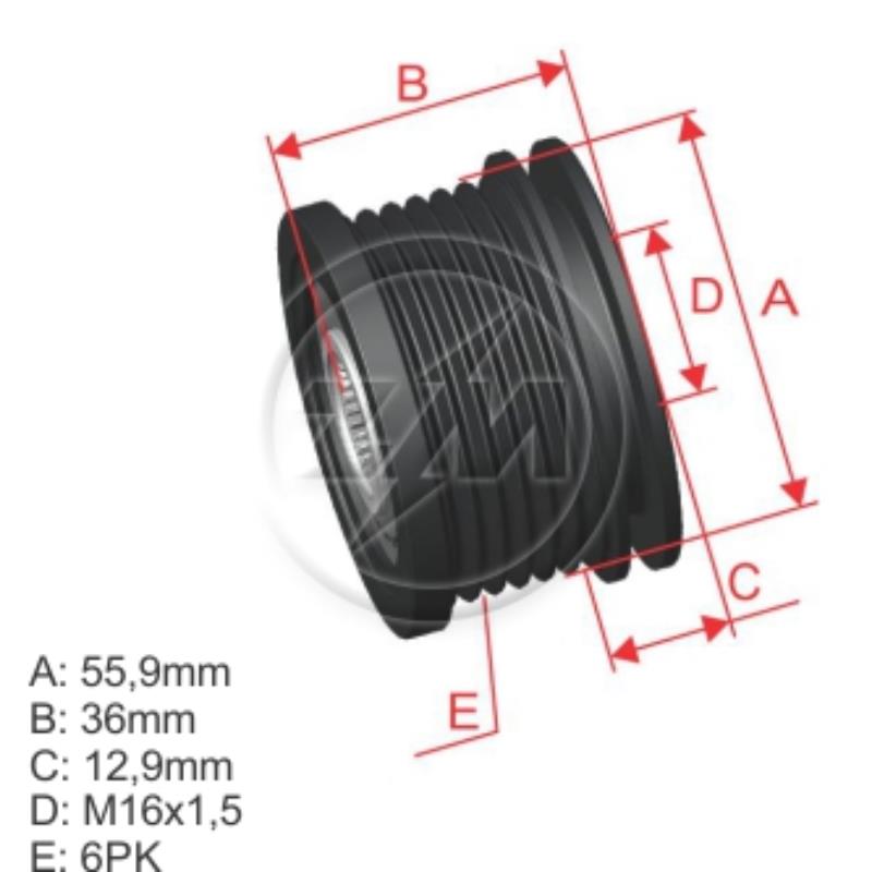 Polea Rueda Libre Audi A3 A4 A6 Seat Alhambra Skoda Octavia Vw Volkswagen Golf V Vi Tiguan 6X16 06B903119B 593778