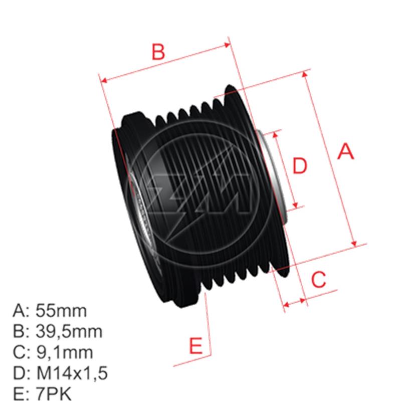 Polea Rueda Libre Suzuki Grand Vitara 3117167J00 7X14 57716 Hueco Grande 5656