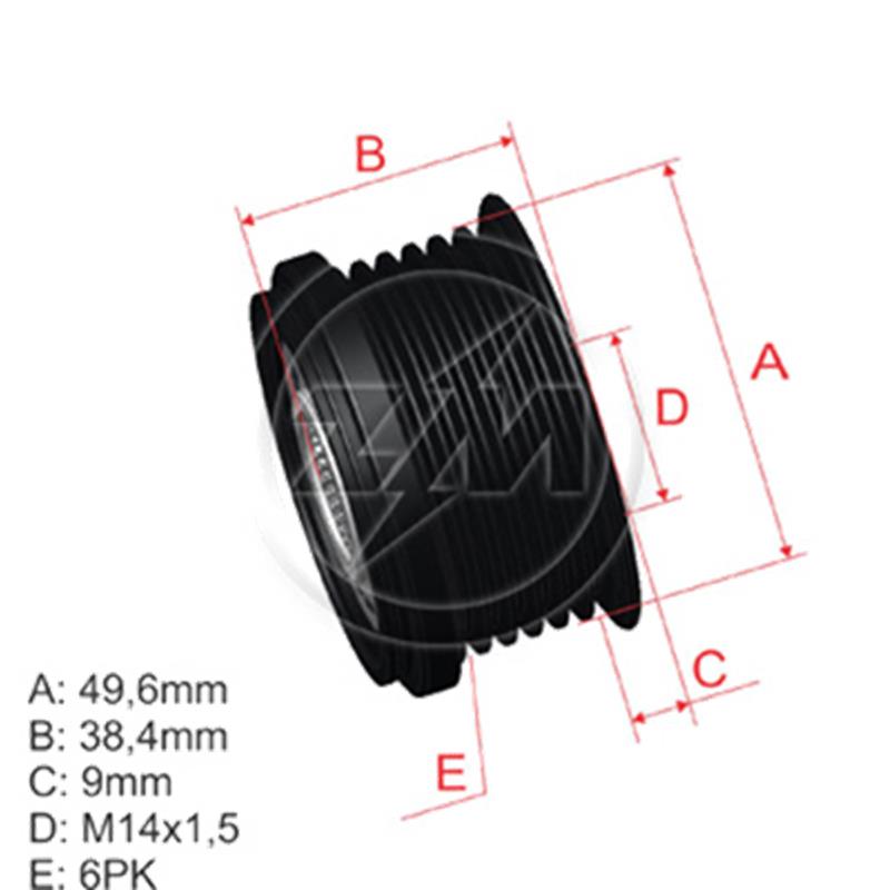 Polea Rueda Libre Bmw X1 X3 Z4 5Touring Ford B-Max Ecosport Fiesta Vi Focus Iii 6X14 0210402400 96.005.14 5635