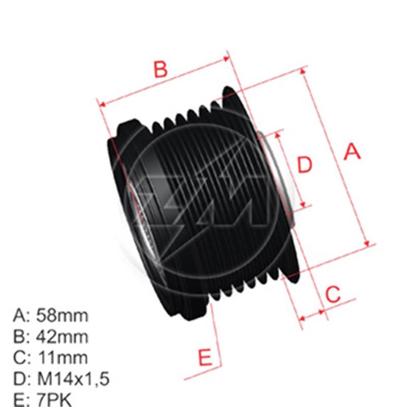 Polea Rueda Libre Toyota Hilux Fortuner Hilux Land Cruiser Vigo Tahoma 14X7 274150L010 2741530020 0210401020 5567