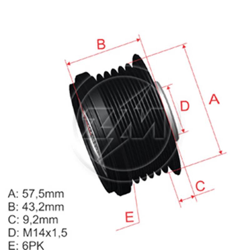 Polea Rueda Libre Dodge Caravan 3.3 Chryser Voyager Toyota Auris Camry Corolla Rav 4 Yaris 6X14 274150T010 0210401130 5428