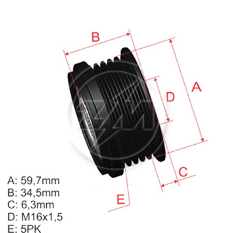 Polea Rueda Libre Hyundai Terracan 1999-2001 Kia Carnival 5X16 373214X210 373214X300 5466