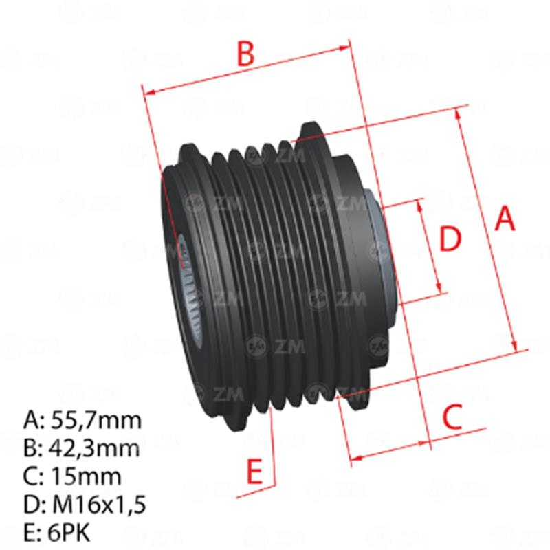 Polea Rueda Libre Ssangyong Korando 2.0 4Wd Rexton Actyon 6X16 6621553415 96.012.46 5726