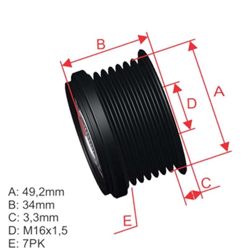Polea Rueda Libre Bmw E81 E87 E88 E82 E90 E93 E92 Touring E91 X5 3.0 7X16 12317560678 0121C00401 Oap7084 5633