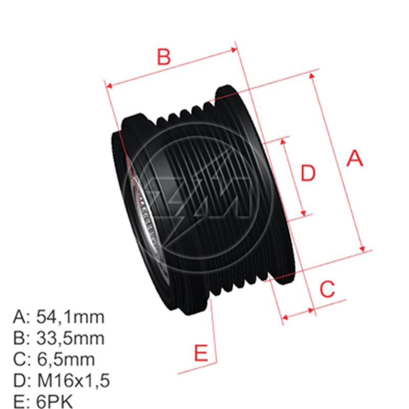 Polea Rueda Libre Citroen Berlingo C2 C3 C4 C5 C8 Fiat Ducato Peugeo 306 307 406 Land Rover 16X6 Volvo S80 77362558 96.000.34