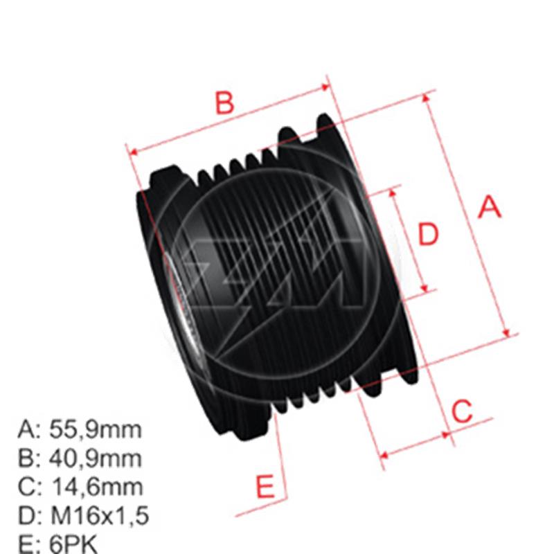 Polea Rueda Libre Audi A3 96-01Skoda Octavia Combi Volkswagen Bora Golf Iv New Beetle Seat Alhambra 16X6 038903119 F00M991388 5383