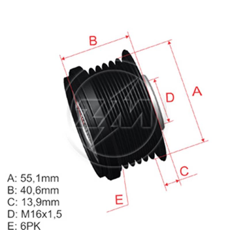 Polea Rueda Libre Nissan Qashqai Tiida Renault Logan Duster Scenic Ii Twingo Symbol 6X16 Vkm03608 238733 333136 5575