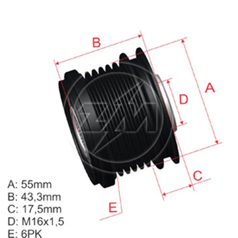 Polea Rueda Libre Dacia Duster 1.5 10 Logan 04-09 Sandero 08 Nissan Almera 1.5 03 Micra 03 Tiida 1.5 09 Renault Clio Kangoo 5467