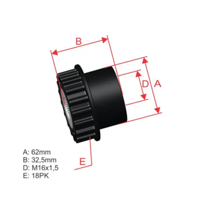 Polea Rueda Libre Volkswagen Vw Touareg 2.5 Transporter T5 2.5 Volvo Xc90 18X16 070903201C 070903201E 96.000.90