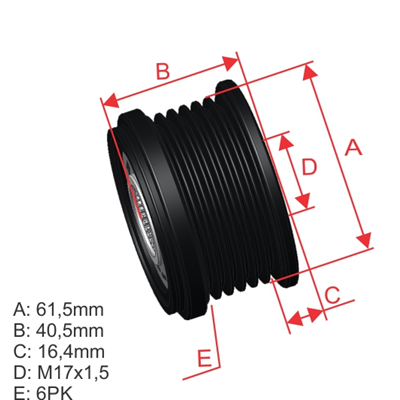 Polea Rueda Libre Fiat Brava Palio 1.9 Punto 1.6 1.9 Chevrolet Opel Astra H 1.9 Zafira B 1.9 6X17 9948513 93182514 96.005.26