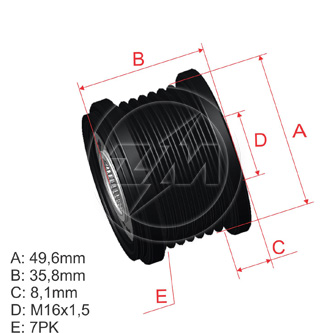 Polea Rueda Libre Mazda 2 2.3 Mazda 6 1.8 Nissan Interstar Renault Captur 13 Grand Scenic Trafic 7X16 7701062985 F00M1407 238734