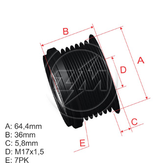 Polea Rueda Libre Nissan Cabstar 28 35 Navarra 2.5 03-08 Frontier 2.5 05-08 7X17 23151Eb301 534-60411 2483287 2483291A252C564Fe
